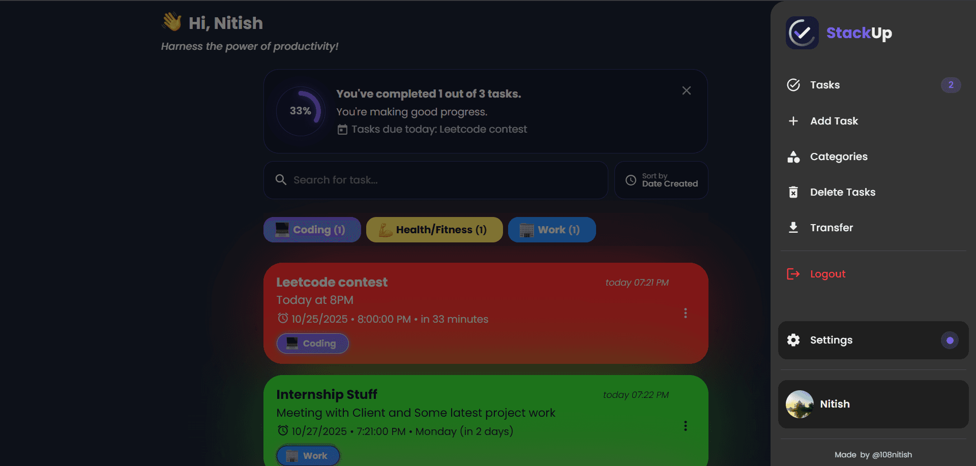 StackUp – Stack your tasks, stack your wins. screenshot 2